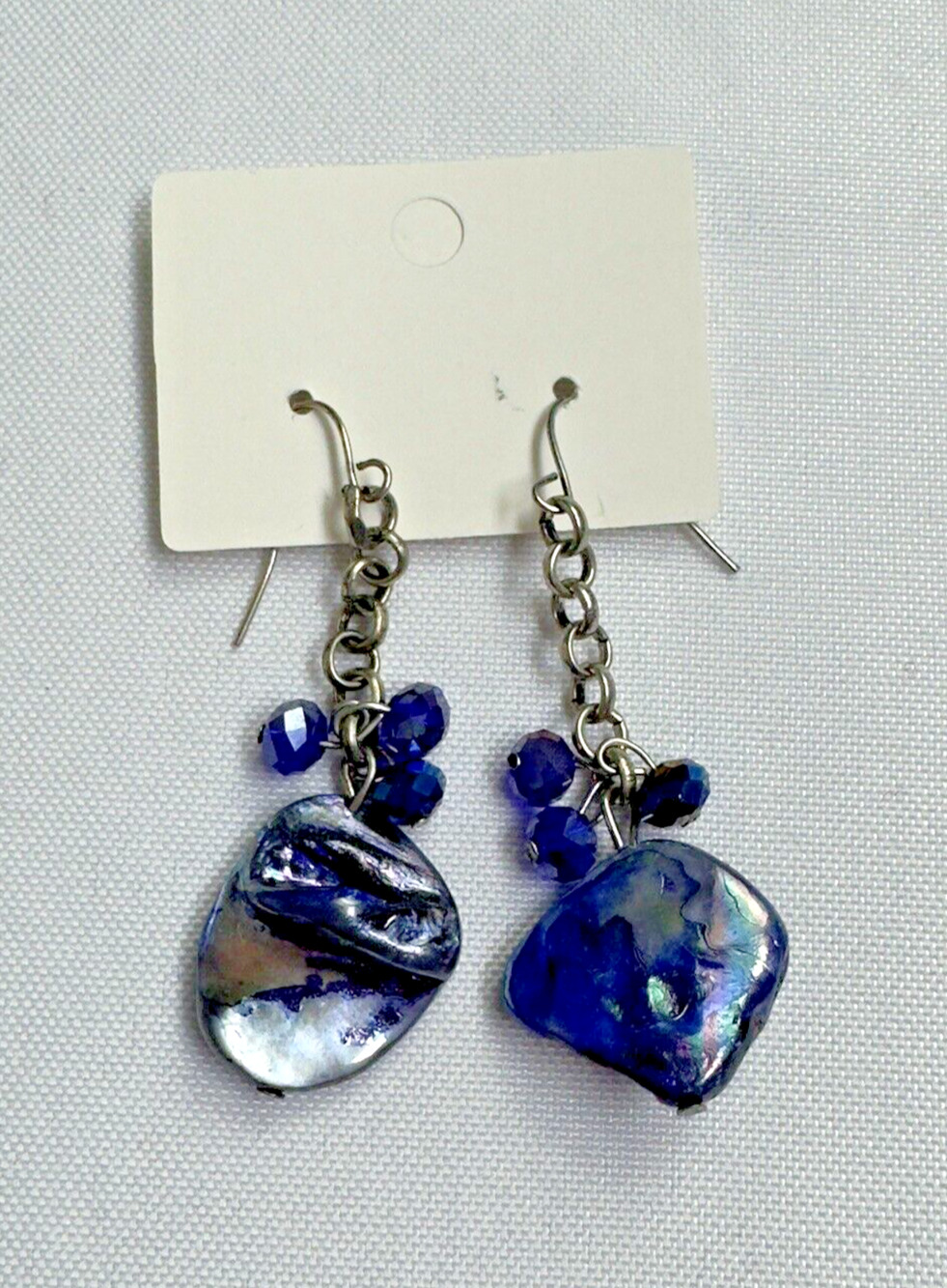 Iridescent Blue Drop Earrings for Approx. 2 inches long Fashion Jewelry